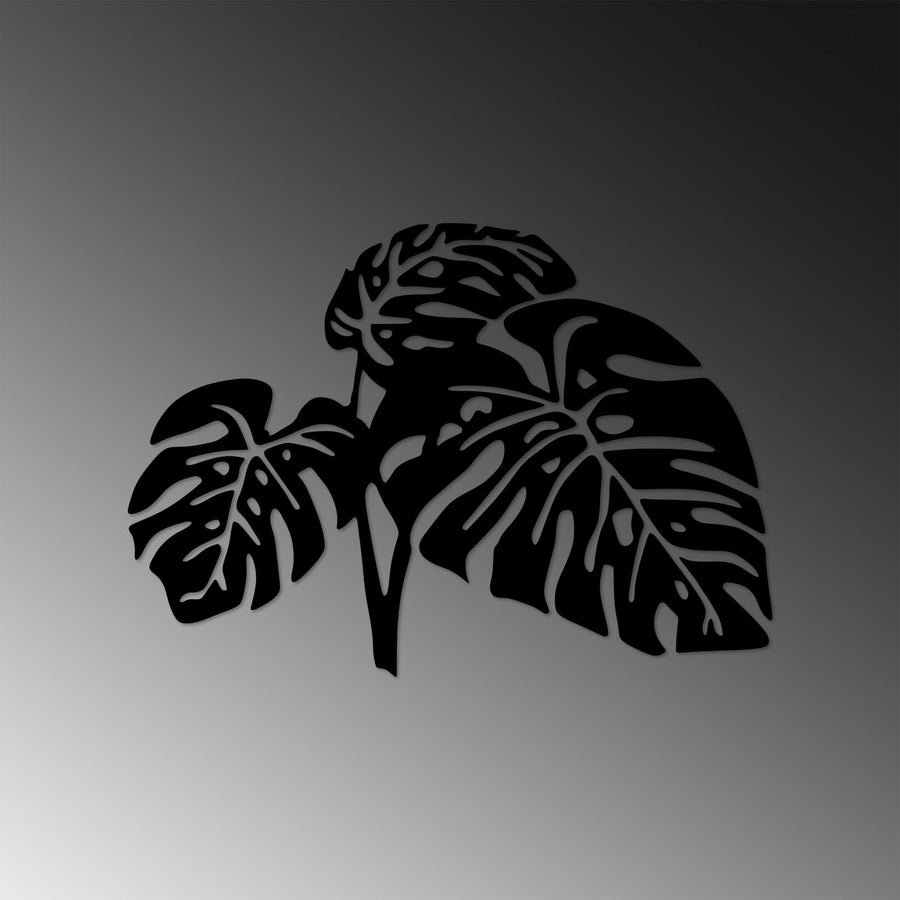 Monstera Yaprak Modern Metal Duvar Panosu - Siyah