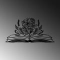 Kitap Çiçek Modern Metal Duvar Panosu - Siyah