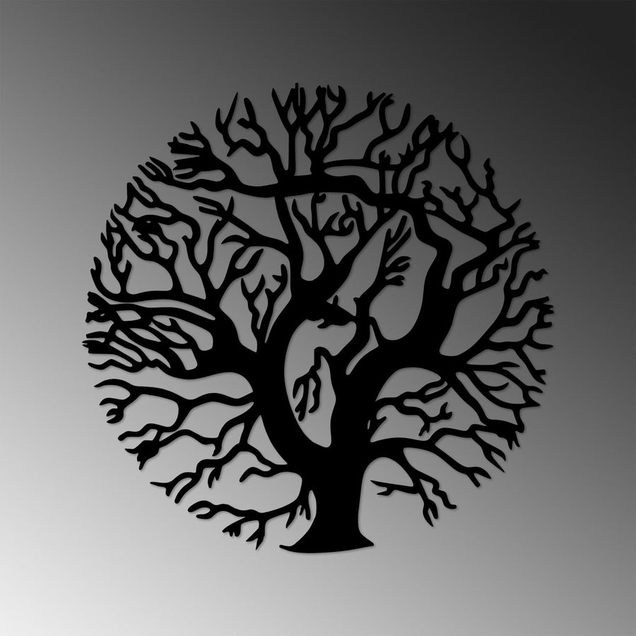 Yuvarlak Ağaç Metal Duvar Panosu - Siyah