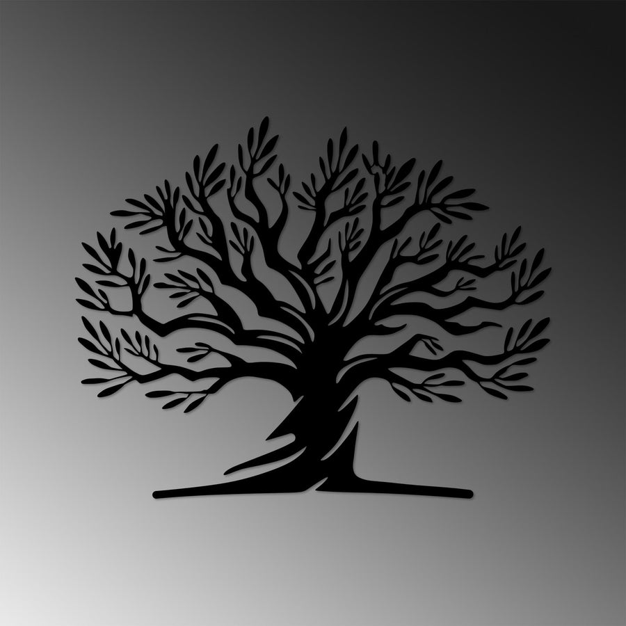 Zeytin Ağacı Metal Duvar Panosu - Siyah