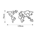 Geometrik Dünya Haritası Metal Duvar Panosu - Siyah