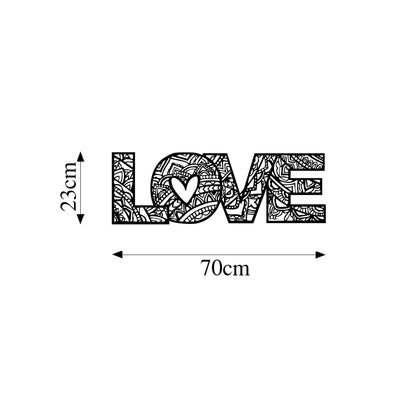 Love Yazili Mandala Metal Duvar Panosu - Siyah