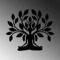 Yoga Lotus Ağaç Metal Duvar Panosu - Siyah