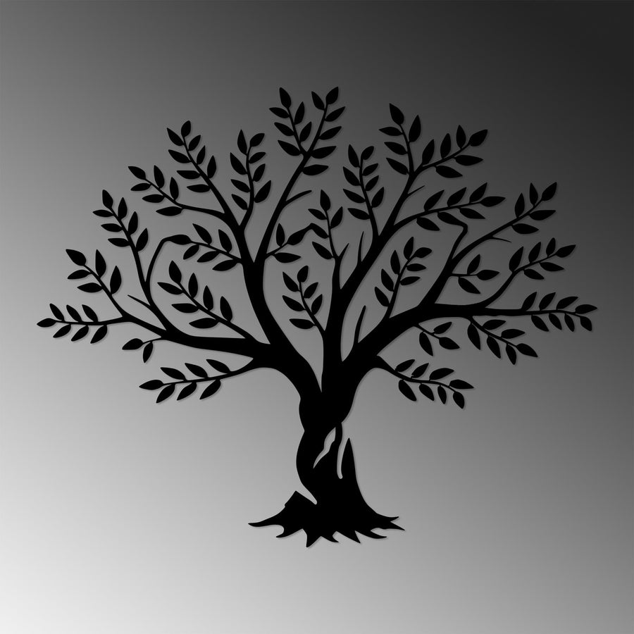 Zeytin Ağacı Metal Duvar Panosu - Siyah