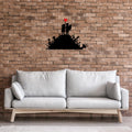 Banksy Cocuklar Kalp Metal Duvar Panosu - Siyah
