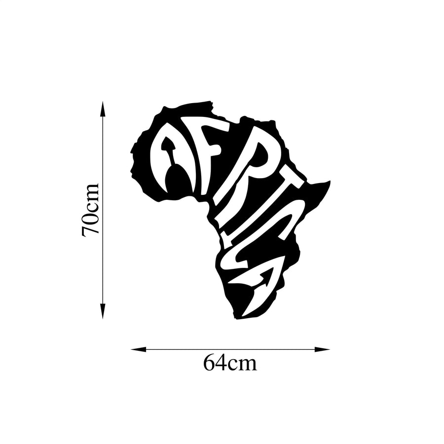 Afrika Harita Yazili Metal Duvar Panosu - Siyah