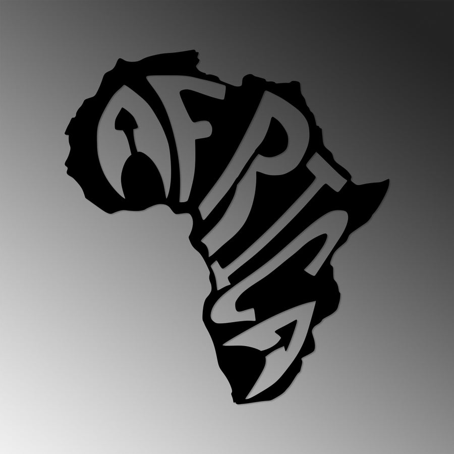 Afrika Harita Yazili Metal Duvar Panosu - Siyah