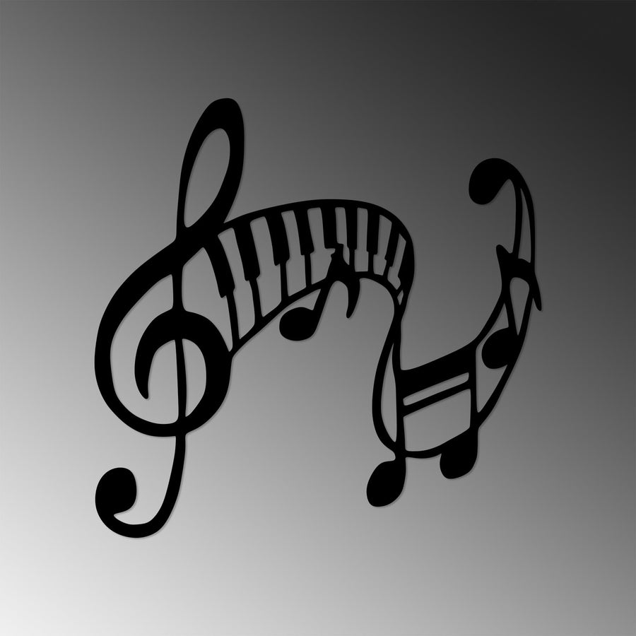 Muzik Notasi Metal Duvar Panosu - Siyah