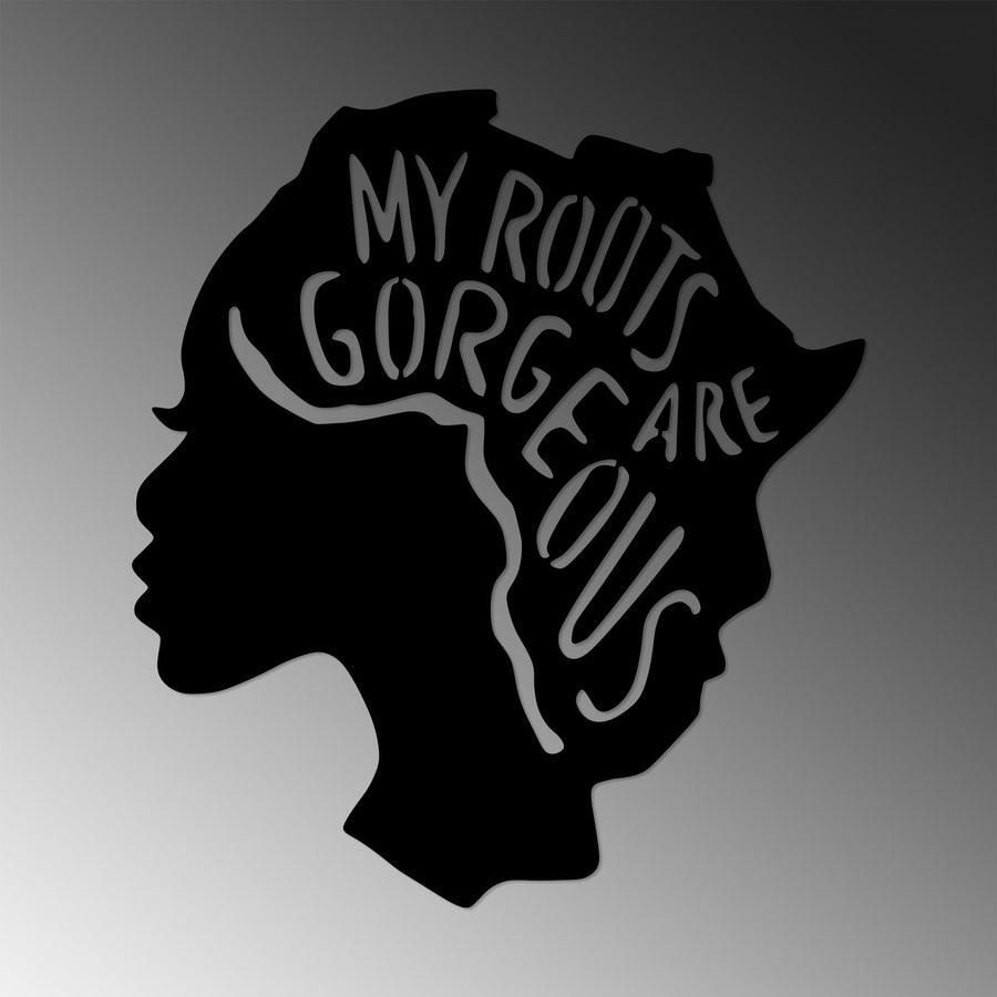 Afrika Kadin My Roots Metal Duvar Panosu - Siyah