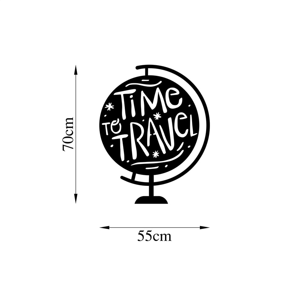 Glob Time To Travel Yazi Metal Duvar Panosu - Siyah