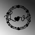 Love Cember Metal Duvar Panosu - Siyah