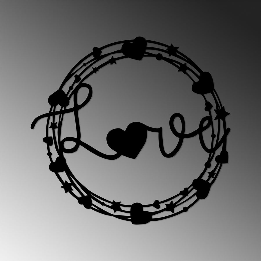 Love Cember Metal Duvar Panosu - Siyah