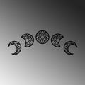 Ay Evreleri Mandala Metal Duvar Panosu - Siyah