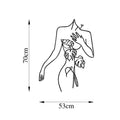 Kadin Figuru Monstera Line Art Metal Panosu - Siyah