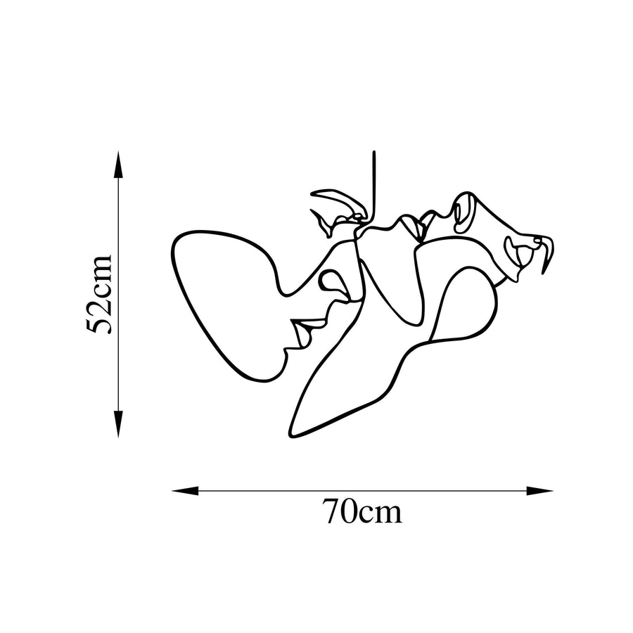 Cift Yuz Line Art Metal Duvar Panosu - Siyah