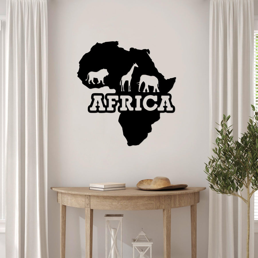 Afrika Haritasi Metal Duvar Panosu - Siyah