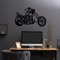 Chopper Motorsiklet Metal Duvar Panosu - Siyah