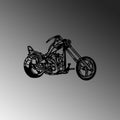 Chopper Motorsiklet Metal Duvar Panosu - Siyah