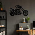 Chopper Motorsiklet Metal Duvar Panosu - Siyah