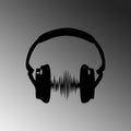 Kulaklik Ses Dalgasi Metal Duvar Panosu - Siyah