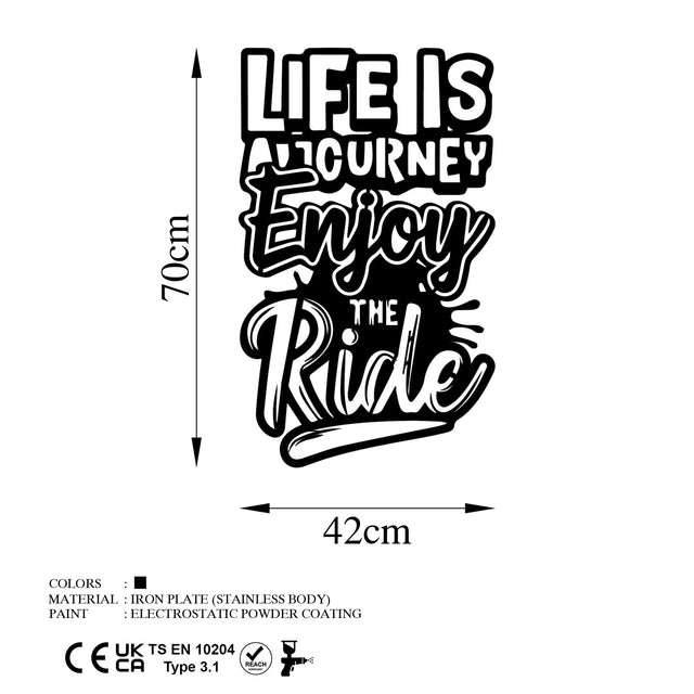 Life is a Journey Metal Duvar Panosu - Siyah