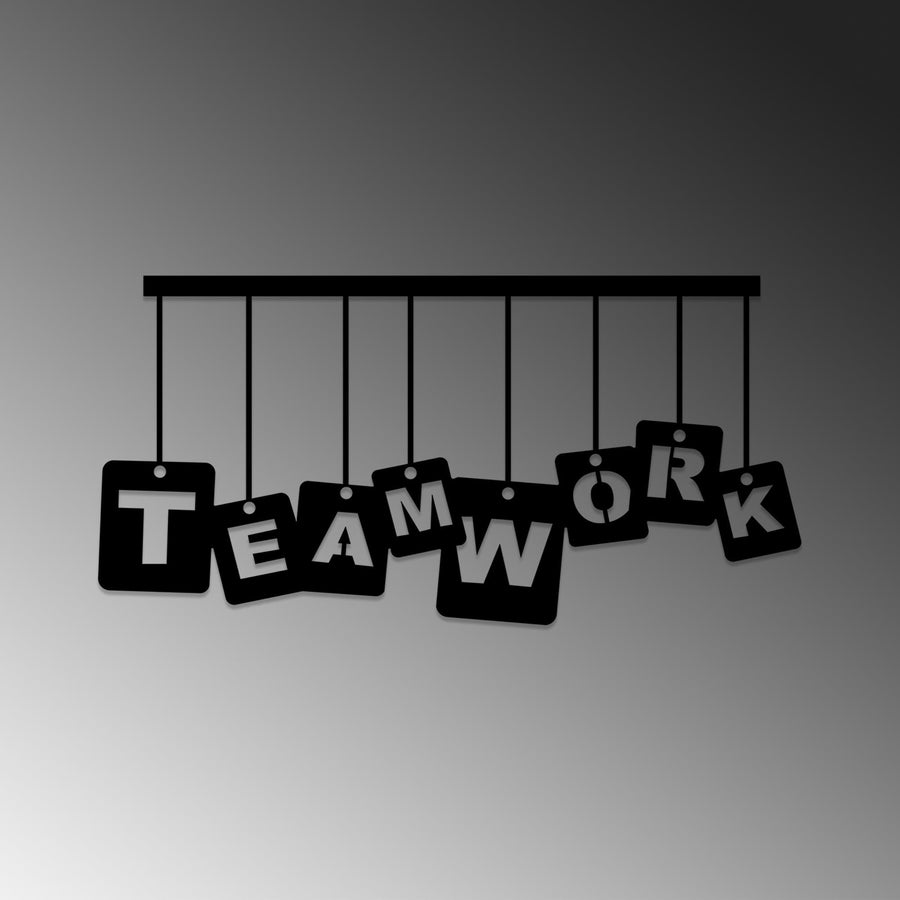 Teamwork Yazili Metal Duvar Panosu - Siyah