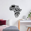 Afrika Haritasi Hayvan Metal Duvar Panosu - Siyah