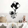 Astronot Balon Ucus Metal Duvar Panosu - Siyah
