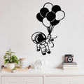 Astronot Balon Ucus Metal Duvar Panosu - Siyah