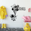 Astronot Gezegen Balon Metal Duvar Panosu - Siyah