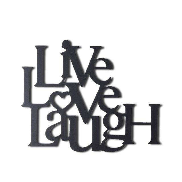 Live Love Laugh Yazili Metal Duvar Panosu - Siyah