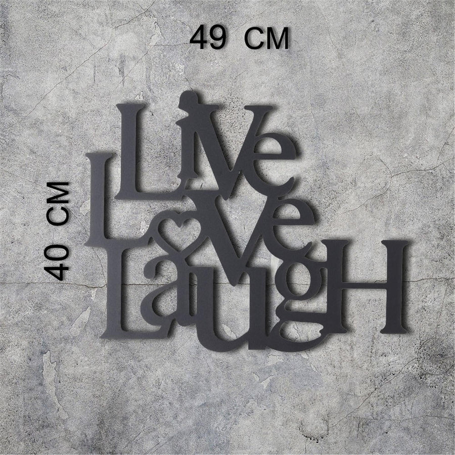 Live Love Laugh Yazili Metal Duvar Panosu - Siyah