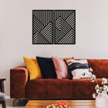 Geometrik Dağ Metal Duvar Panosu 2li Set - Siyah