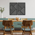Geometrik Dağ Metal Duvar Panosu 2li Set - Siyah