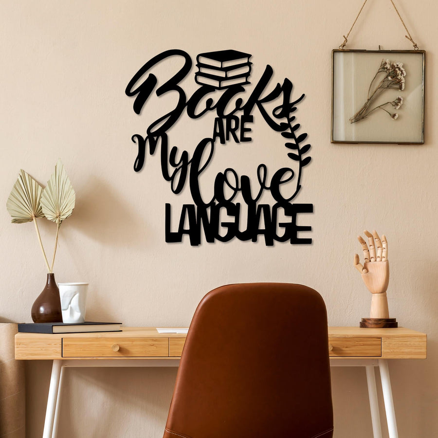 Books Are My Love Language Yazili Metal Duvar Panosu - Siyah