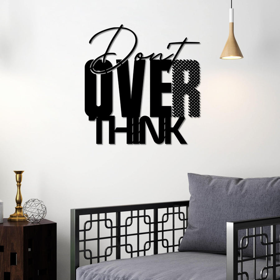 Don't Overthink Yazili Metal Duvar Panosu - Siyah