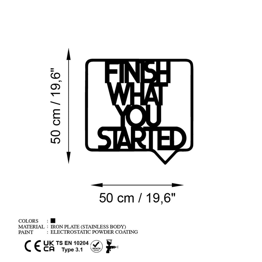 Finish What You Started Balon Çerçeveli Metal Duvar Panosu - Siyah