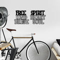 Free Spirit Kind Heart Brave Soul Metal Duvar Panosu - Siyah