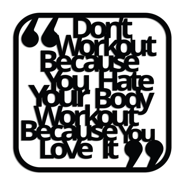 Workout Yazılı Motivasyon Metal Duvar Panosu - Siyah
