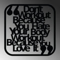Workout Yazılı Motivasyon Metal Duvar Panosu - Siyah