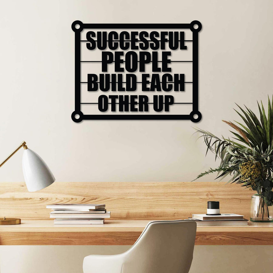 Successful People Yazılı Metal Duvar Panosu - Siyah