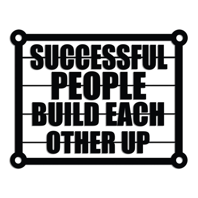 Successful People Yazılı Metal Duvar Panosu - Siyah