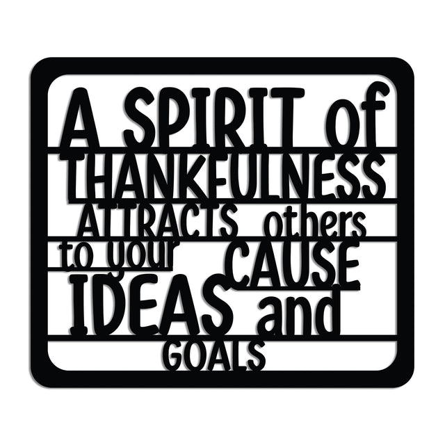 A Spirit of Thankfulness Yazılı Metal Duvar Panosu - Siyah