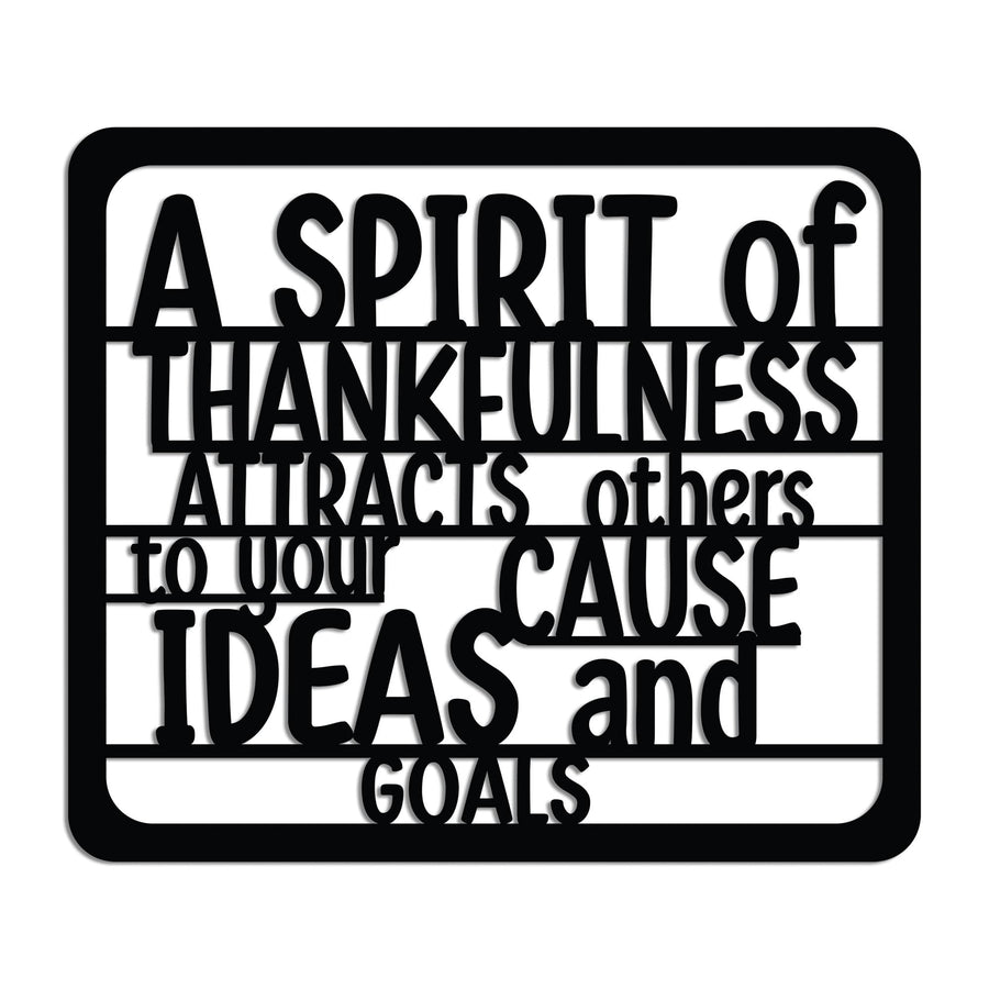 A Spirit of Thankfulness Yazılı Metal Duvar Panosu - Siyah