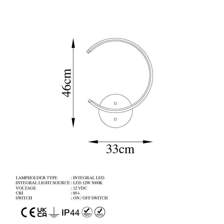 Halka LED Aplik Metal - Siyah