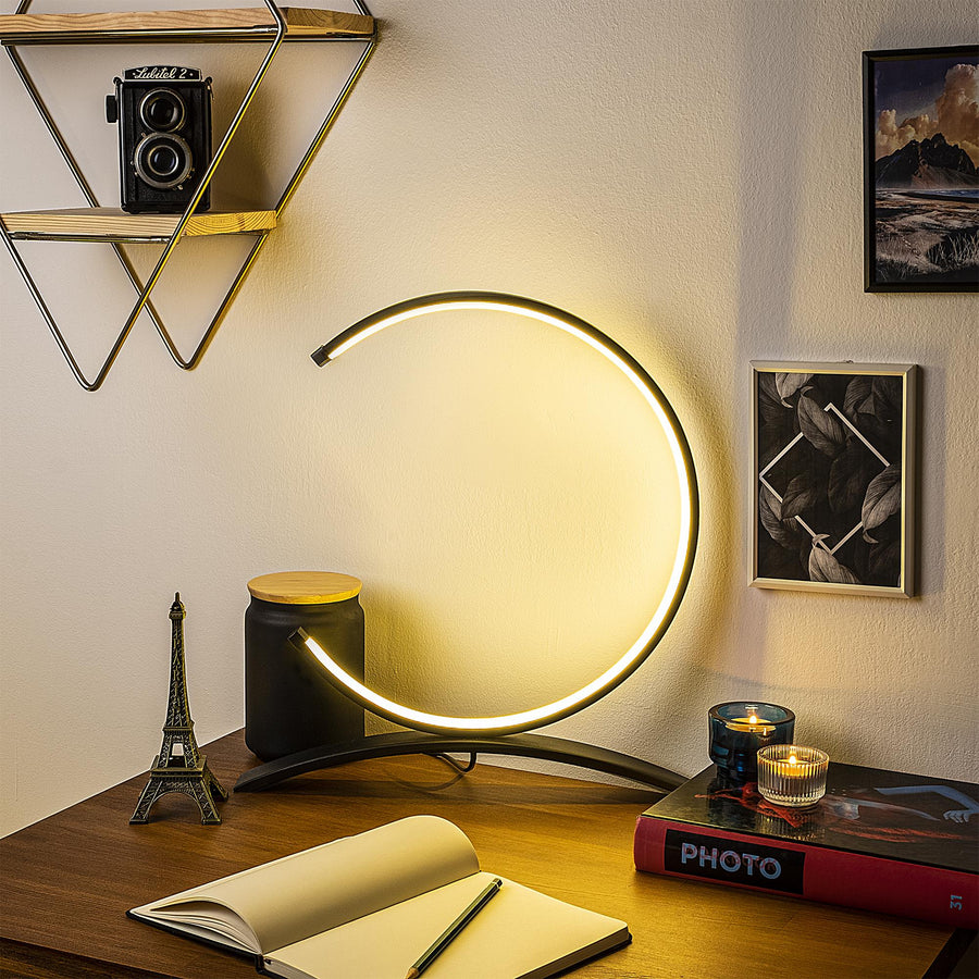 Halka LED Masa Lambası Metal - Siyah
