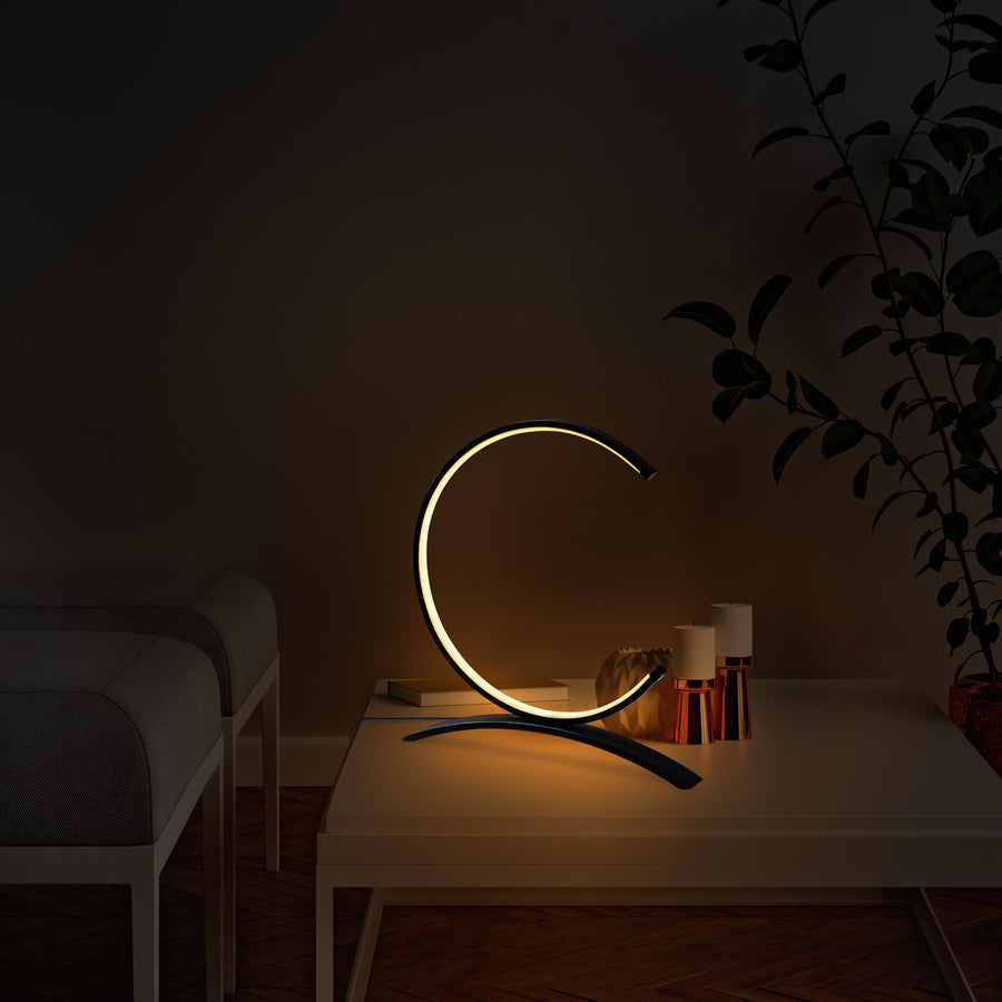 Halka LED Masa Lambası Metal - Siyah