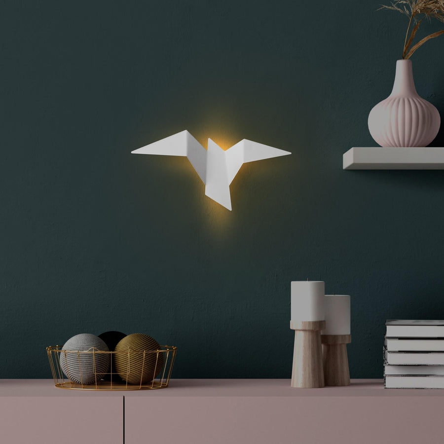 Origami Kuş Küçük Boy LED Aplik - Beyaz