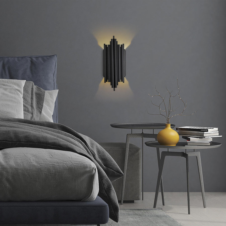 Boru Art Deco Tekli Aplik Modern - Siyah