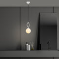 Cam Küre Halkalı Tekli Sarkıt Modern - Beyaz